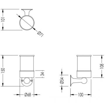 Стакан подвесной Devon and Devon (Девон И Девон) New York с настенным держателем, хром/керамика, Хром, NY103CR