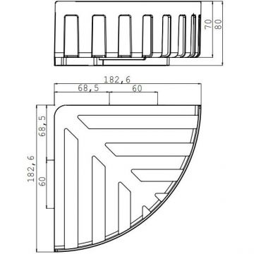 Полочка-решетка угловая Emco (Емко) System2 съемная 182x180x80 мм подвесной Хром 3545 001 33