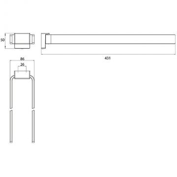 Полотенцедержатель Emco (Емко) Cue двойной 43 сантиметра Хром 3250 001 43