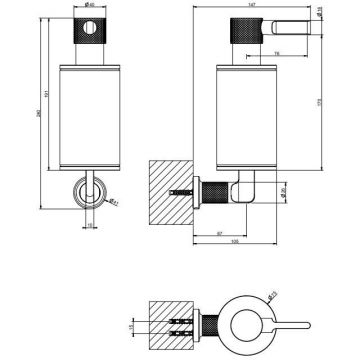 Дозатор для жидкого мыла Gessi (Гесси) Inciso подвесной, brushed brass pvd, 58513#727