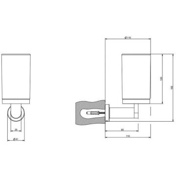 Стакан подвесной Gessi Emporio (Гесси Емпорио), сатинированное стекло, Finox Brushed Nickel, 38809#149