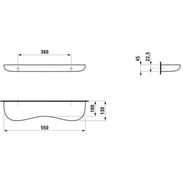 Полка подвесная керамическая Laufen (Лауфен) Florakids 550х130х55 мм Белый 8.7703.1.072.000.1
