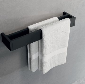 Полотенцедержатель двойной Novellini (Новеллини) Kuadra 45 см алюминий Черный матовый R90AKFPS0245-H