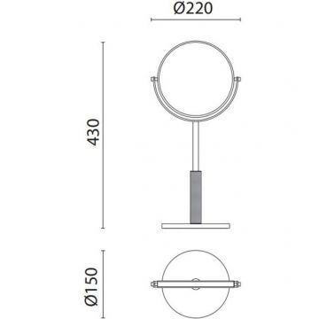 Зеркало косметическое Oasis (Оазис) Defile настольное увеличительное 22х15х43 см Золото 0AGD029OR