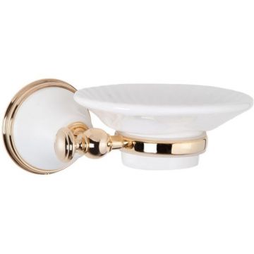 Подвесная мыльница TW collection Harmony керамическая, белая, золото, 106, TWHA106bi/oro