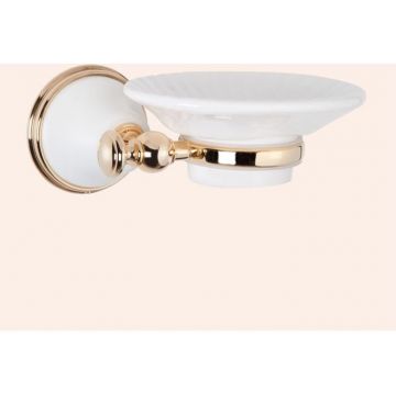Подвесная мыльница TW collection Harmony керамическая, белая, золото, 106, TWHA106bi/oro