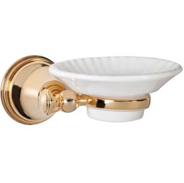 Подвесная мыльница TW collection (Тв Коллектион) Harmony керамическая, белая, золото, TWHA106oro