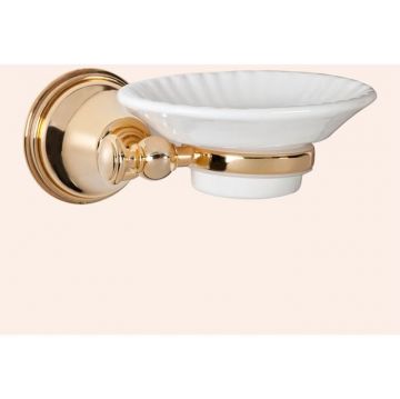 Подвесная мыльница TW collection (Тв Коллектион) Harmony керамическая, белая, золото, TWHA106oro