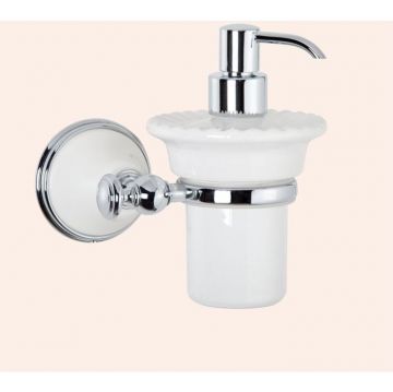 Подвесной дозатор TW collection (Тв Коллектион) Harmony керамический для жидкого мыла, белый, Хром, TWHA108bi/cr