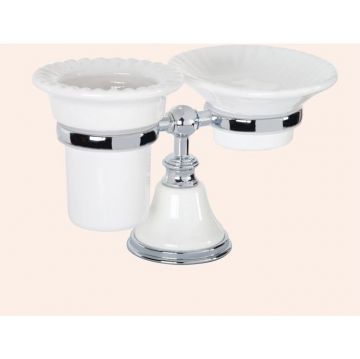 Настольный держатель TW collection Harmony с мыльницей и стаканом, керамика, Хром, TWHA141bi/cr