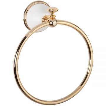 Полотенцедержатель кольцо TW collection (Тв Коллектион) Harmony подвесной, белый/золото, Золото, TWHA015bi/oro