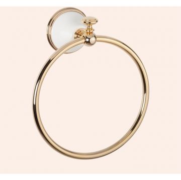 Полотенцедержатель кольцо TW collection (Тв Коллектион) Harmony подвесной, белый/золото, Золото, TWHA015bi/oro