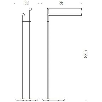 Стойка напольная Colombo (Коломбо) Mini с двойным подержателем H83,5 см, D22 см, PVD графит матовый, B4038.GM