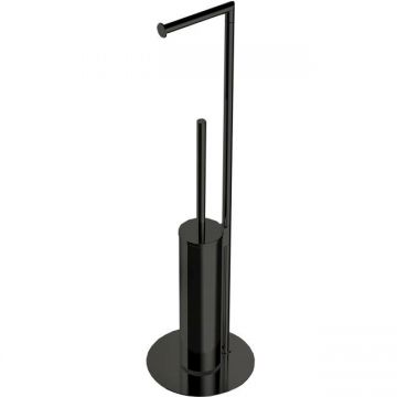 Стойка напольная Colombo (Коломбо) Mini с держателем для туалетной бумаги, ерш, высота 61,5 см, диаметр 18 см, PVD графит матовый, B4018.GM