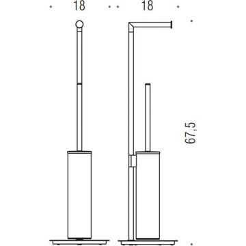 Стойка напольная Colombo (Коломбо) Mini с держателем для туалетной бумаги, ерш, высота 61,5 см, диаметр 18 см, PVD графит матовый, B4018.GM