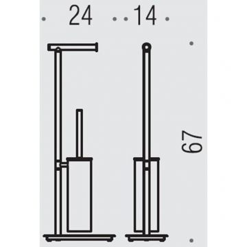 Стойка напольная Colombo (Коломбо) Square с держателем для туалетной бумаги и ершиком, черный матовый, B9907.NM