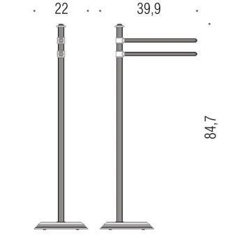 Стойка Colombo (Коломбо) Hermitage напольная с 2-мя полотенцедержателями 84.7 см Золото B3338.HPS
