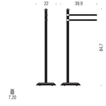 Стойка Colombo (Коломбо) Hermitage напольная с 2-мя полотенцедержателями, высота 84.7 см, бронза, B3338.OA