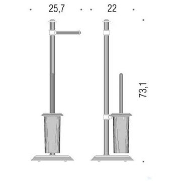 Стойка с аксессуарами Colombo (Коломбо) Hermitage 73 см, туалетный ерш, держатель туалетной бумаги, Хром, B3318.CR