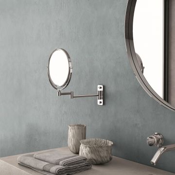 Зеркало косметическое Gedy (Геди) Gaia настенное круглое поворотное (3x) со складным механизмом, цвет хром CO2024(13)