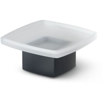 Настольная стеклянная мыльница Gedy (Геди) Lounge на металлическом основании, цвет черный матовый 5451(14)