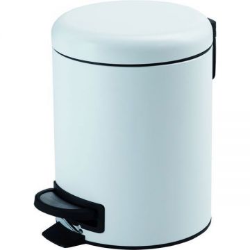 Круглый контейнер для мусора Gedy (Геди) Potty с педалью (3 л.), крышка soft close, цвет белый матовый 3209(02)