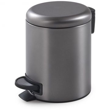 Круглый контейнер для мусора Gedy (Геди) Potty с педалью (3 л.), крышка soft close, цвет оружейная сталь 3209(81)