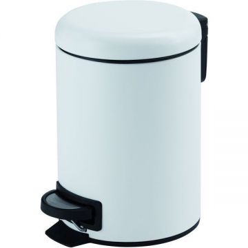 Круглый контейнер для мусора Gedy (Геди) Potty с педалью (5 л.), крышка soft close, цвет белый матовый 3309(02)
