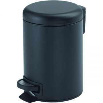 Круглый контейнер для мусора Gedy (Геди) Potty с педалью (5 л.), крышка soft close, цвет черный матовый 3309(14)