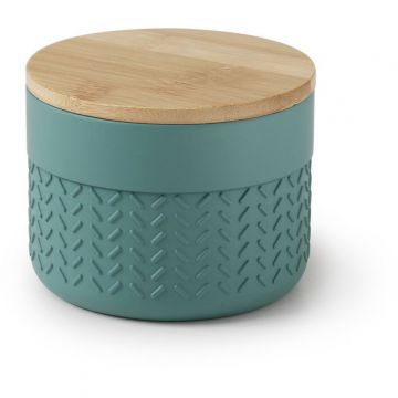 Настольный круглый контейнер с крышкой Gedy (Геди) Thea, цвет зеленый/бамбук TH03(47)