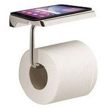 Бумагодержатель Gedy (Геди) с плоской крышкой - площадкой под телефон, цвет хром 2039(13)