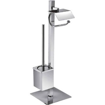Стойка Sanibano (Санибано) с плоским основанием высота 63 см, ерш металлический квадратный, бумагодержатель с крышкой, цвет хром H4009/LCR
