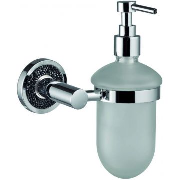 Дозатор настенный стеклянный Sanibano (Санибано) Ebano, цвет хром-кристаллы Swarovski black H2014/11B