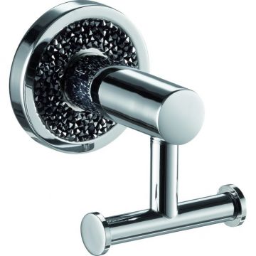 Крючок двойной Sanibano (Санибано) Ebano, цвет хром-кристаллы Swarovski black H2014/09DB