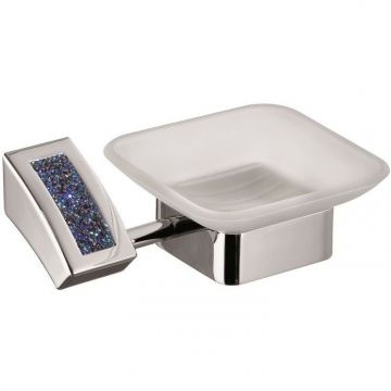 Мыльница настенная стеклянная Sanibano Estrella, цвет хром-кристаллы Swarovski bermudа blue H9300/15BB