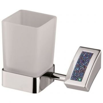 Стакан настенный стеклянный Sanibano Estrella, цвет хром-кристаллы Swarovski bermudа blue H9300/16BB