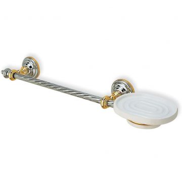 Полотенцедержатель, мыльница керамическая Stil Haus (Стил Хаус) Giuno, цвет белый -золото G69(04)