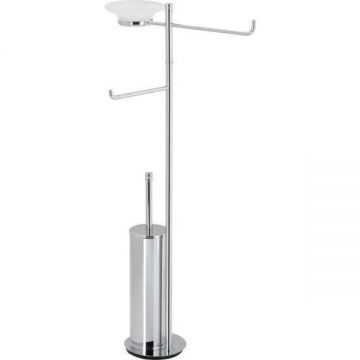 Стойка высота 73 см: стеклянная мыльница, полотенцедержатель, бумагодержатель, ерш металлический Stil Haus (Стил Хаус) Hashi, цвет хром 971(08)