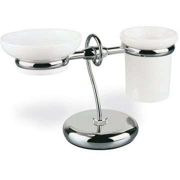 Стакан, мыльница настольные керамические Stil Haus (Стил Хаус) Idra, цвет хром - белая керамика I15(08-BI)