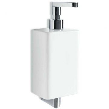 Дозатор настенный керамический с прямым носиком Stil Haus (Стил Хаус) Livin, цвет хром - белая керамика LV30(08)