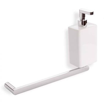 Полотенцедержатель, дозатор керамический с прямым носиком Stil Haus (Стил Хаус) Livin, цвет хром - белая керамика LV69D(08)