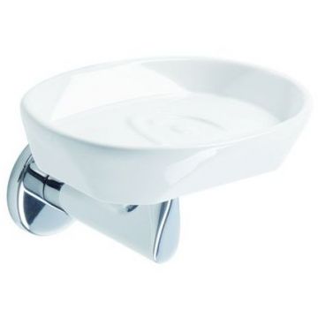 Мыльница настенная керамическая Stil Haus (Стил Хаус) Liz, цвет хром - белая керамика LZ09(08-BI)