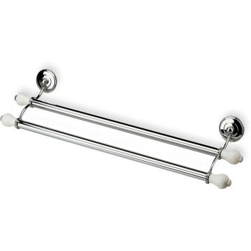 Полотенцедержатель двойной Stil Haus (Стил Хаус) Nemi, цвет хром - белая керамика N05.2(39)