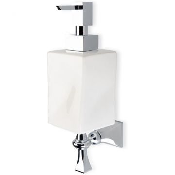 Дозатор настенный керамический Stil Haus (Стил Хаус) Prisma, цвет хром - белая керамика PR30(08-BI)