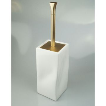 Ерш напольный керамический Stil Haus (Стил Хаус) Prisma, цвет матовое золото- белая керамика PR796(18-BI)