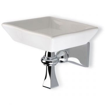 Мыльница настенная керамическая Stil Haus (Стил Хаус) Prisma, цвет хром - белая керамика PR09(08-BI)