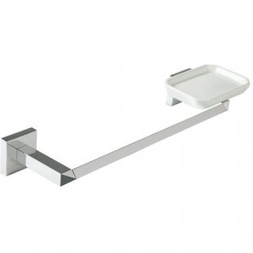 Полотенцедержатель, керамическая мыльница Stil Haus (Стил Хаус) Diva, цвет хром - белая керамика DV69(08-BI)