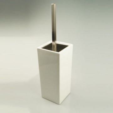 Ершик напольный керамический Stil Haus (Стил Хаус) Urania, цвет никель сатин - белая керамика 633CUBE(36-BI)