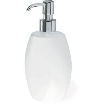 Дозатор настольный керамический Stil Haus (Стил Хаус) Zefiro, цвет хром - белая керамика 654(08-BI)