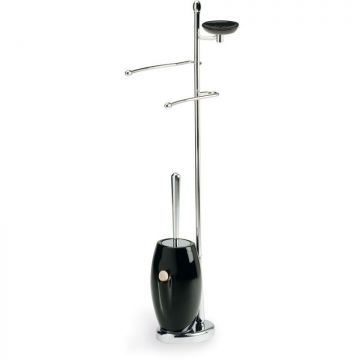 Стойка: дозатор, полотенцедержатель, бумагодержатель, ерш керамический Stil Haus (Стил Хаус) Zefiro, цвет хром - черная керамика ZE21D(08-NE)